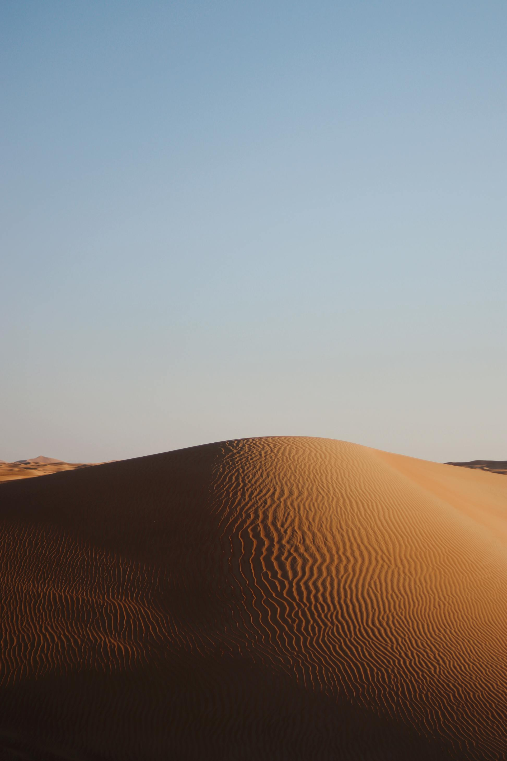 Brown Sand Dunes Under White Sky